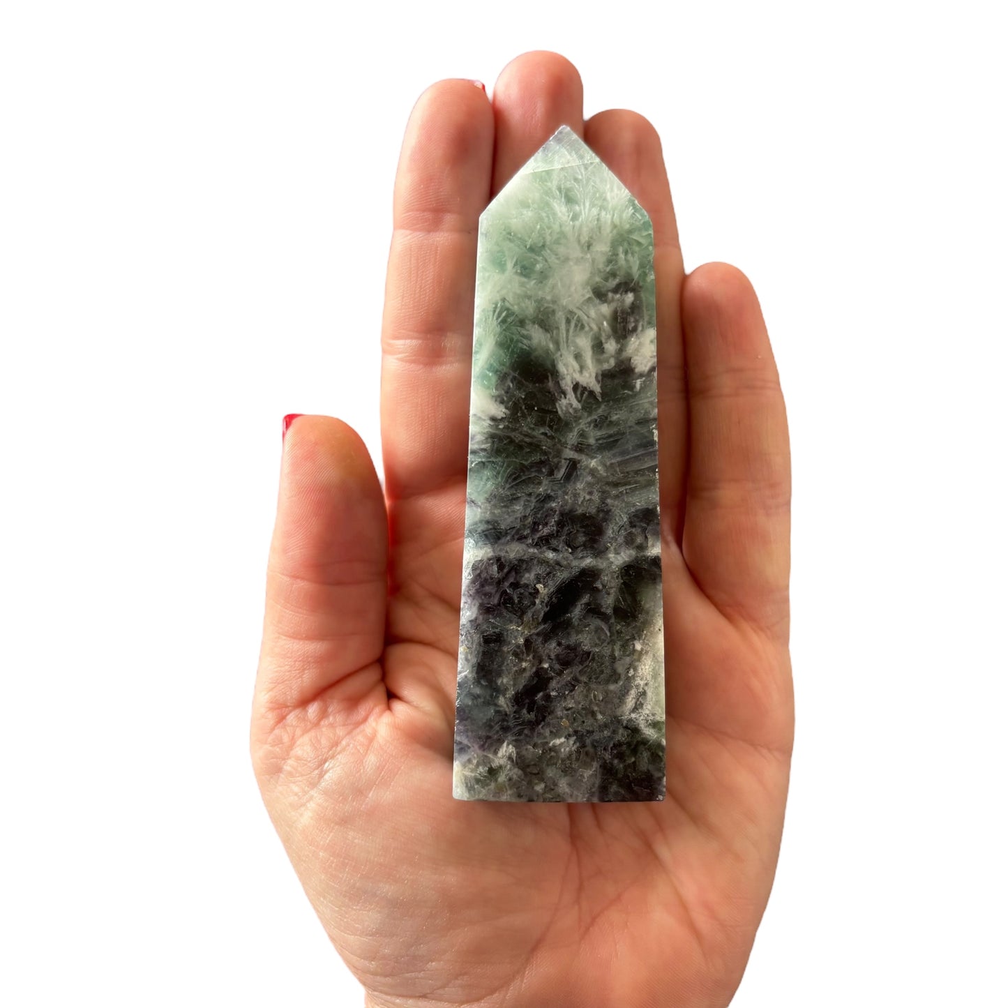 108mm Snowflake Fluorite Point