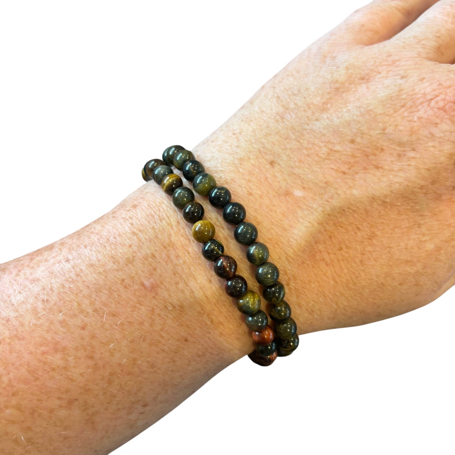 6mm Confidence & Self Belief Mixed Tiger Eye&Blue Tiger Eye Bracelet Set