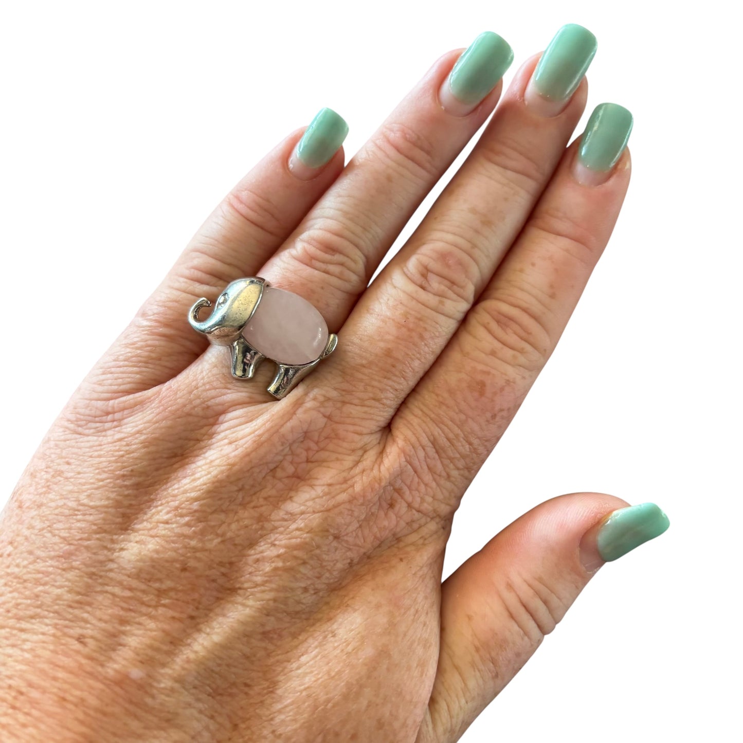 Rose Quartz Elephant Ring