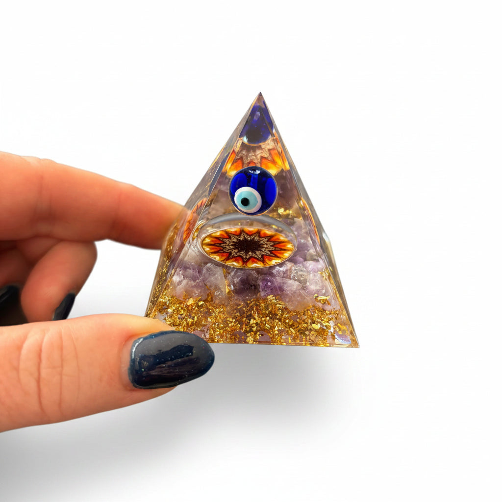 Amethyst Evil Eye Pyramid