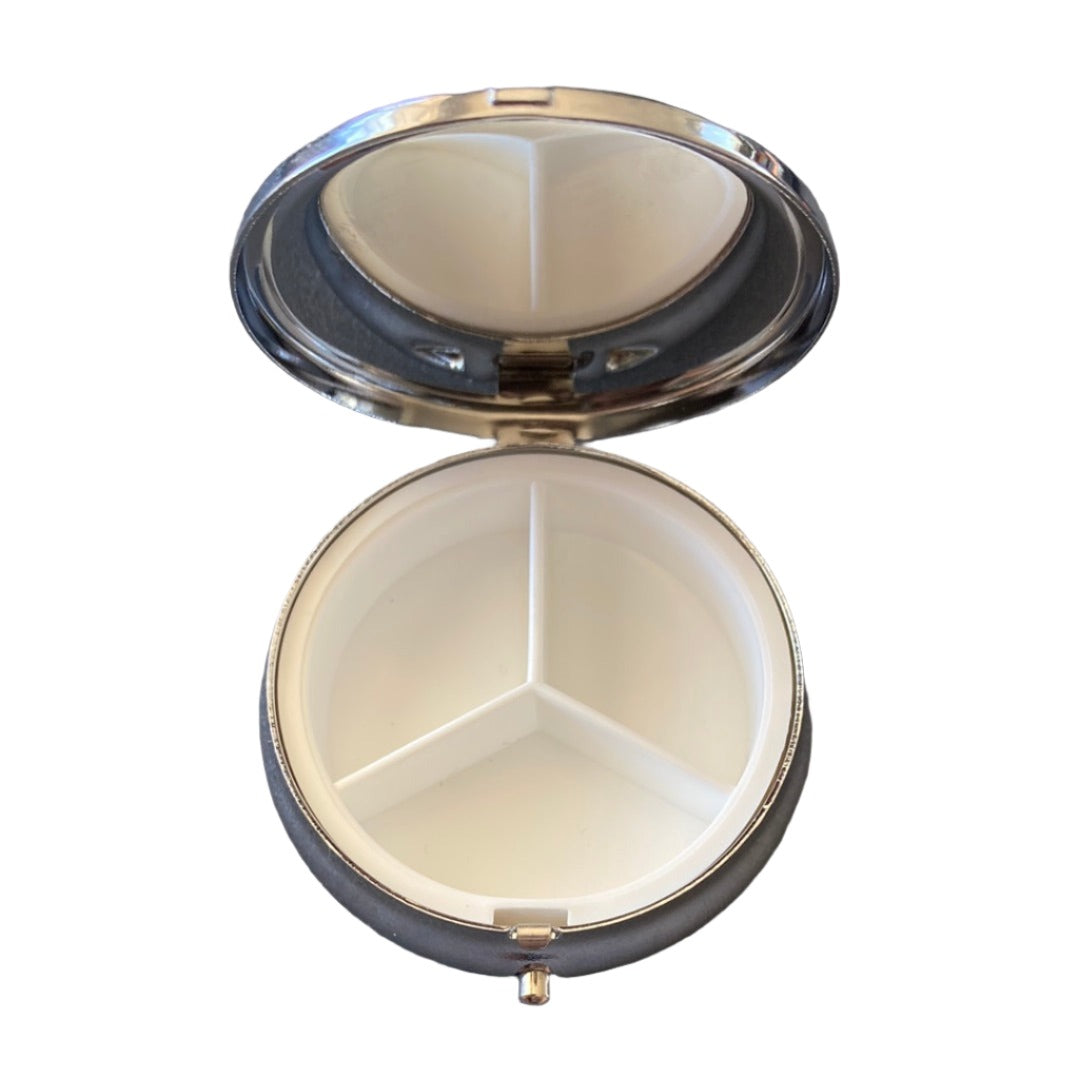 Round White Bee Pill Case