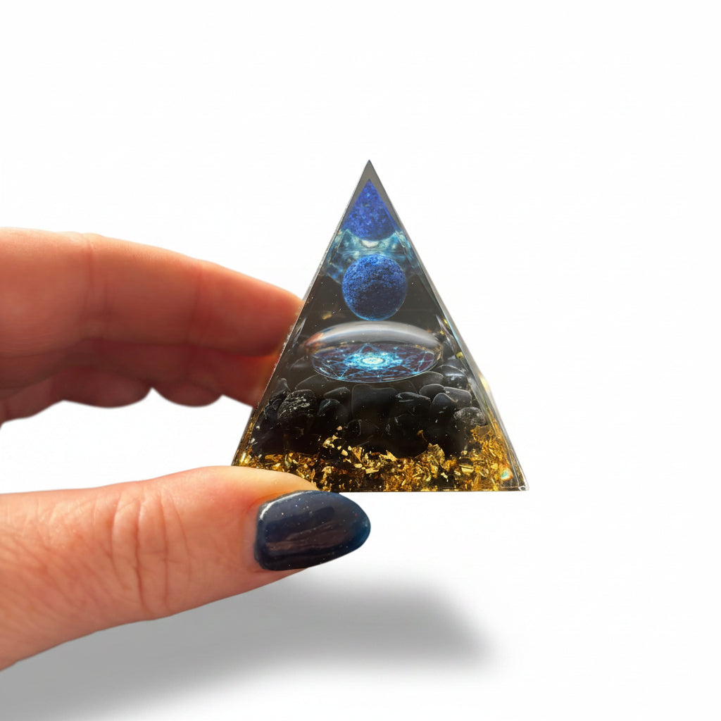 Black Obsidian Lapis Lazuli Sphere Pyramid