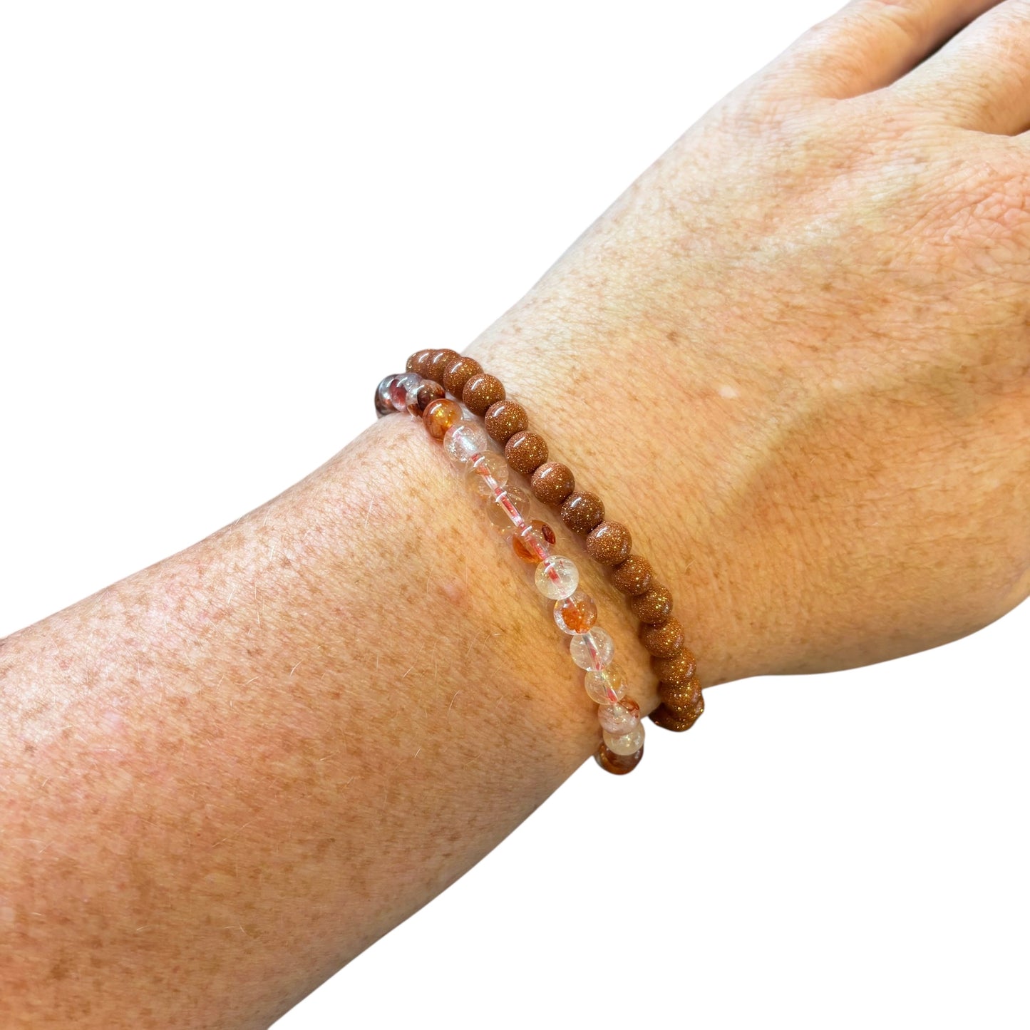 6mm Motivation & Creativity Fire Quartz&Goldstone Bracelet Set