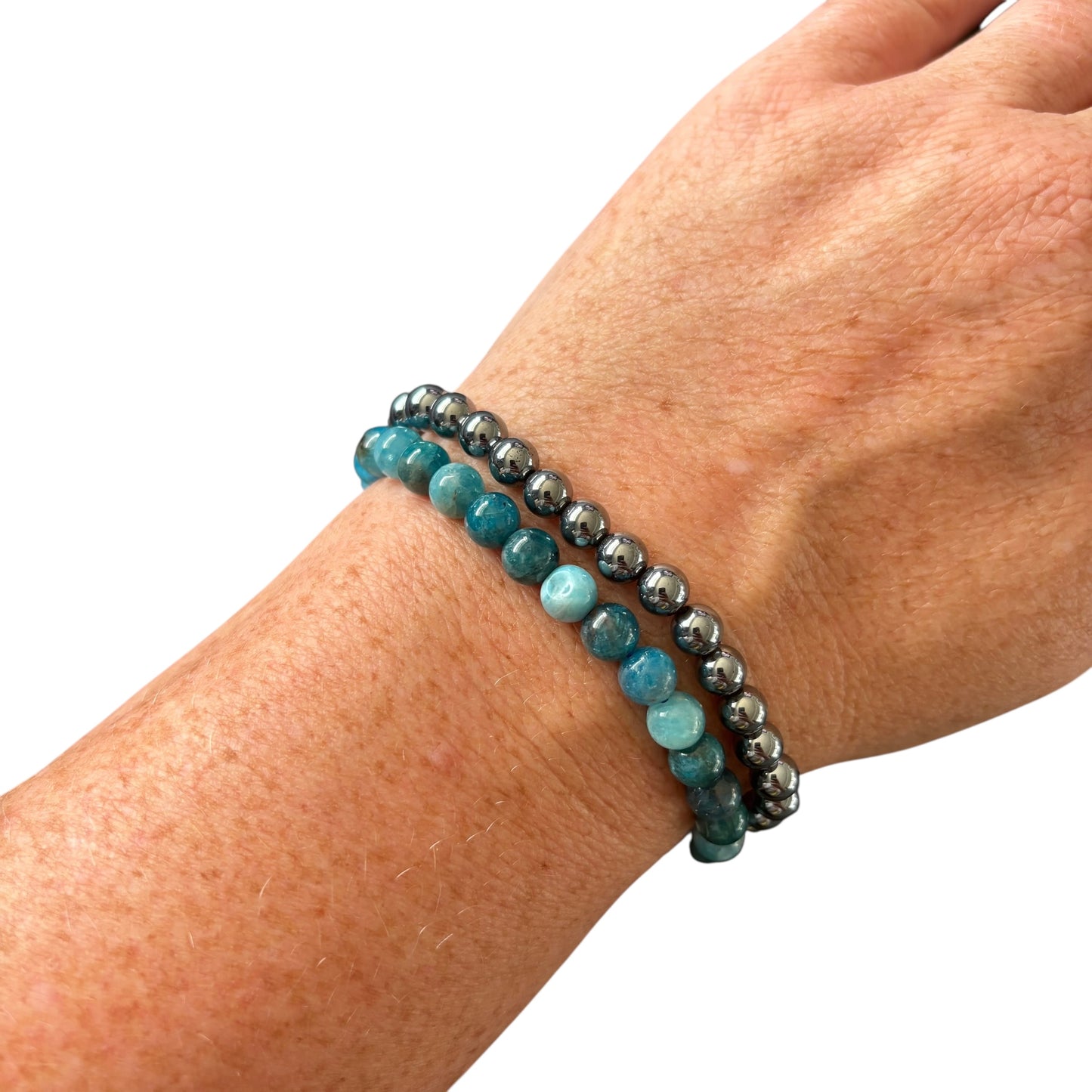 6mm Aquarius Terahertz&Blue Apatite Bracelet Set