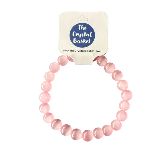 8mm Pink Cats Eye Bracelet