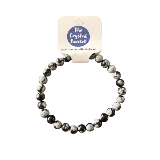 6mm Snowflake Obsidian Bracelet