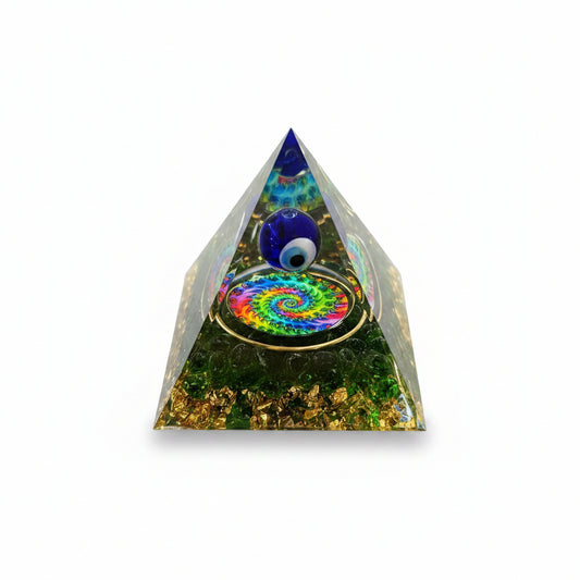 50mm Green Smelting Chips with Evil Eye Resin Pyramid