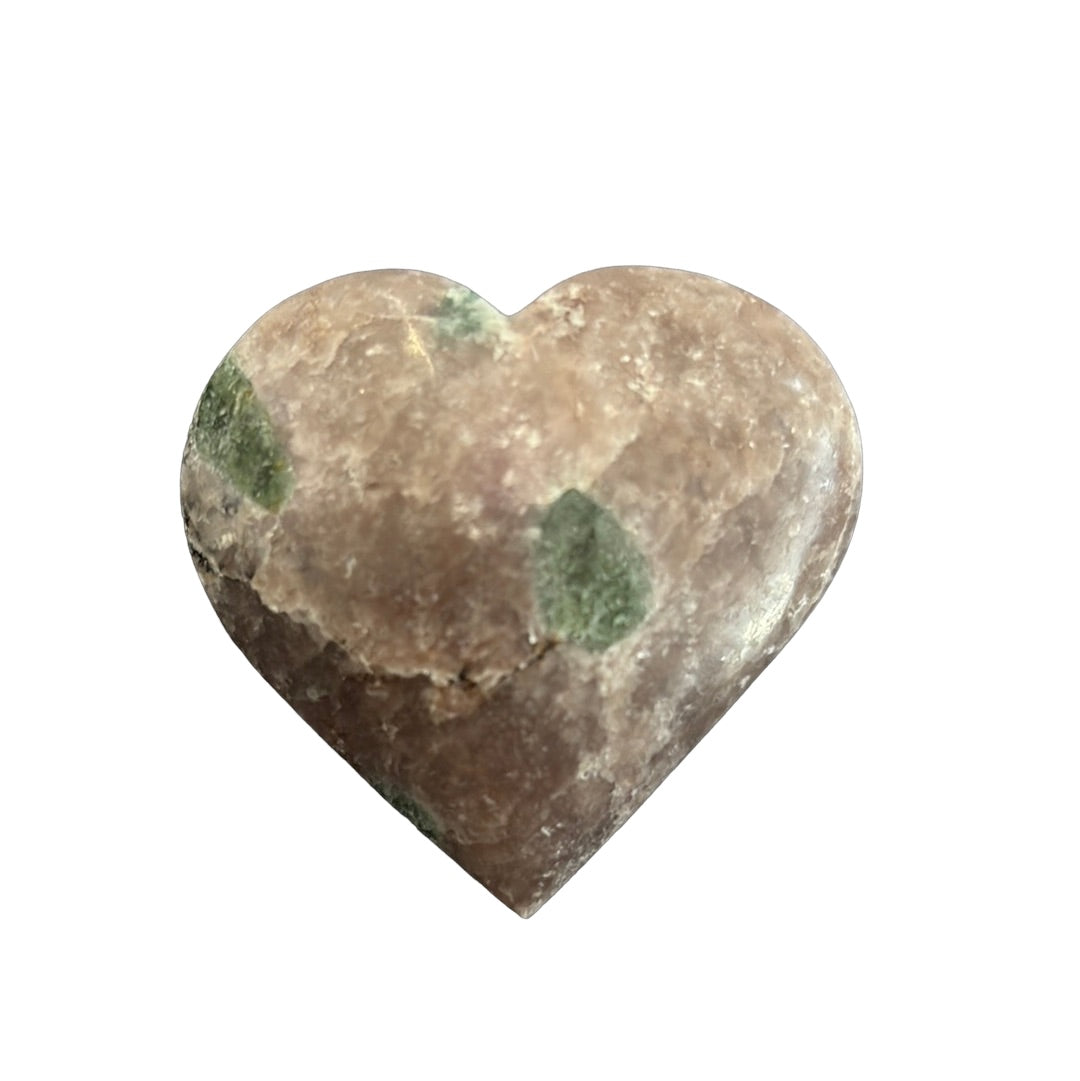 70g Lepidolite w. Green Tourmaline Heart