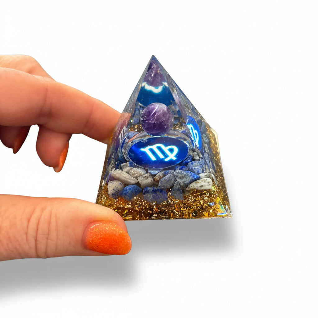 50mm Amethyst Virgo Resin Pyramid