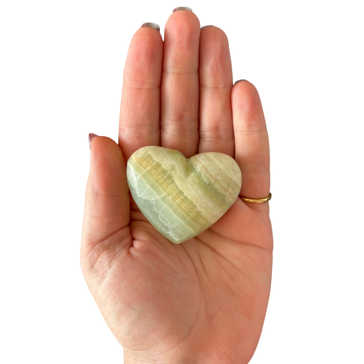86g Pistachio Calcite Heart