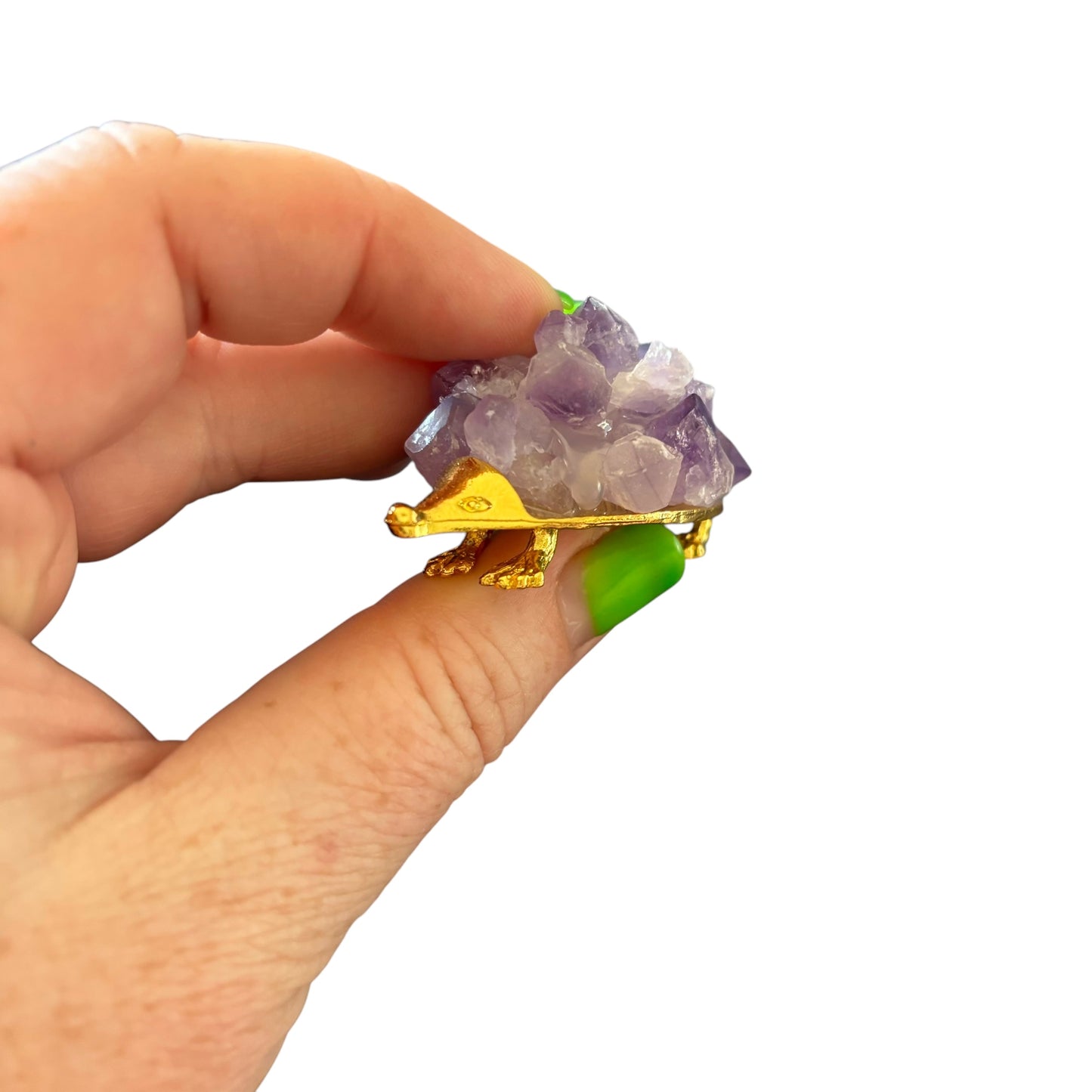 Gold Raw Amethyst Hedgehog