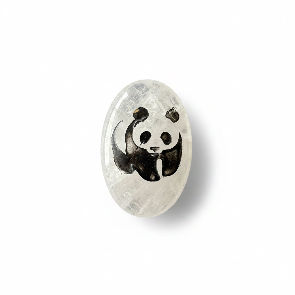 Clear Quartz Panda Palm Stone