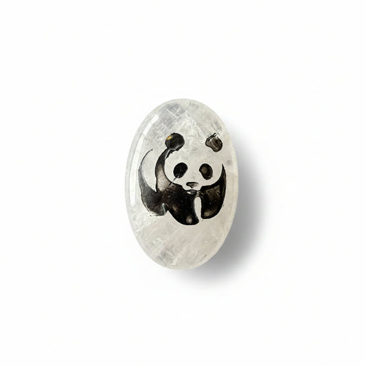 Clear Quartz Panda Palm Stone