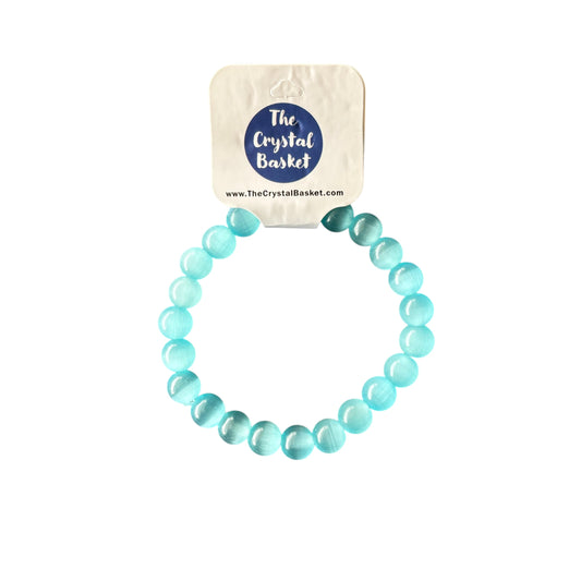 8mm Light Blue Cats Eye Bracelet