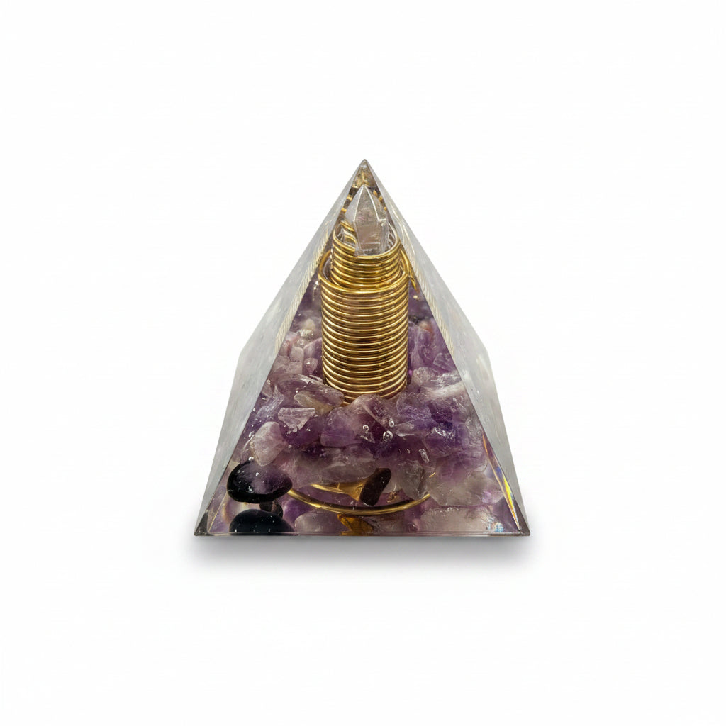 50mm Amethyst Chips with Amethyst DT Resin Pyramid