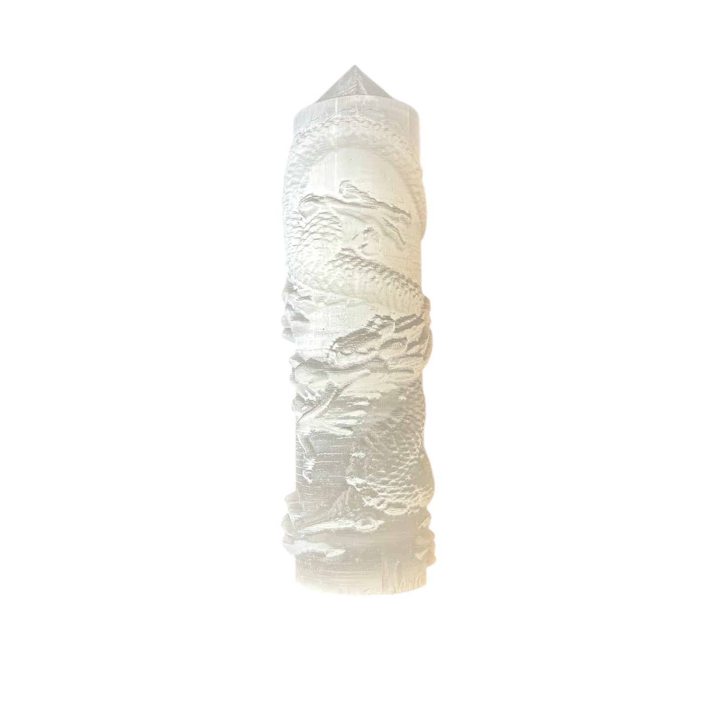 104mm Selenite Dragon carved Point