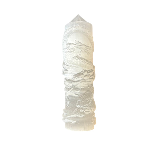 104mm Selenite Dragon carved Point