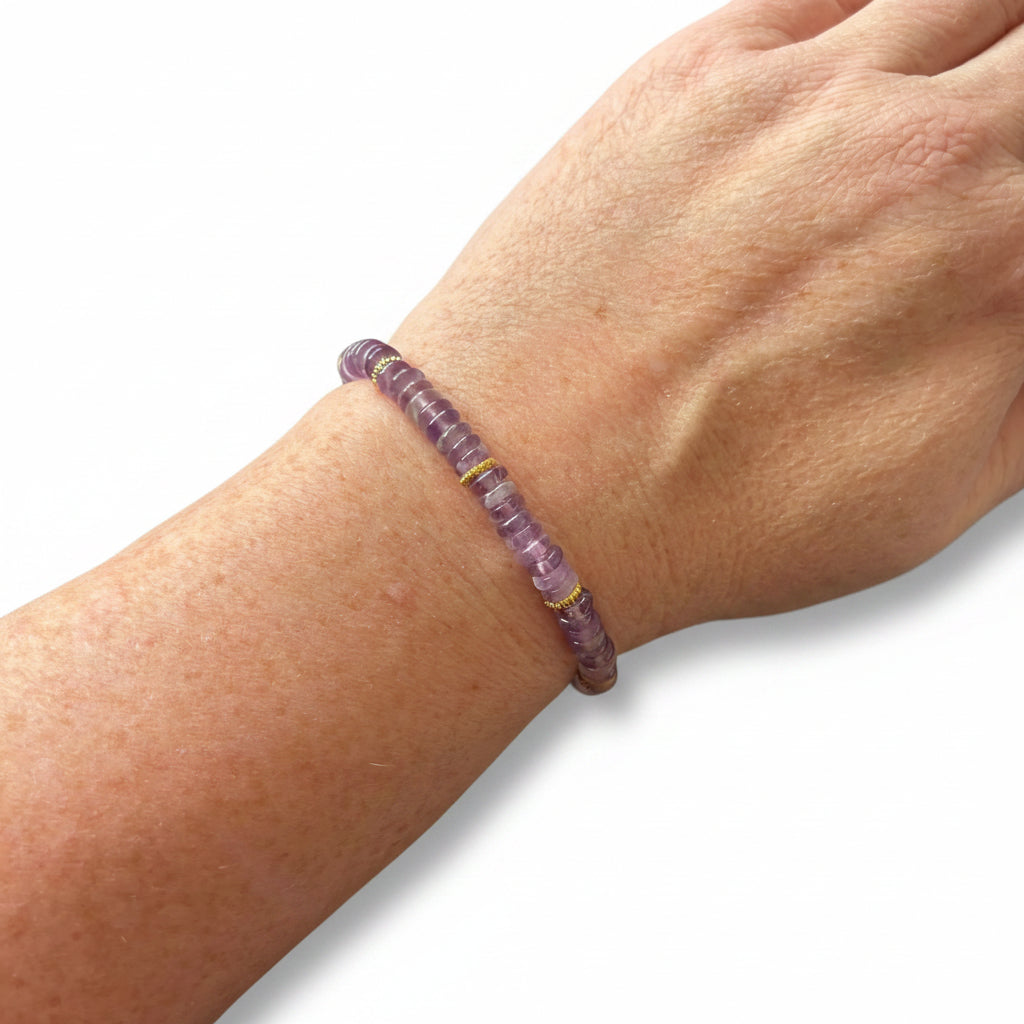 6mm Amethyst & Gold Bracelet