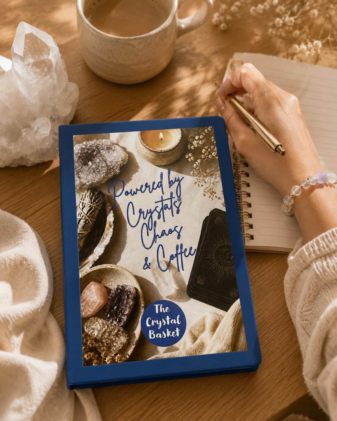 Powered By Crystals, Chaos & Coffee notebook
