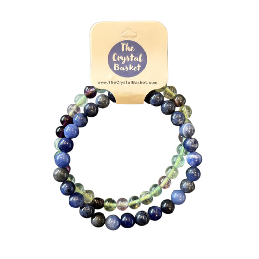 6mm Focus & Mental Clarity Fluorite&Sodalite Bracelet Set