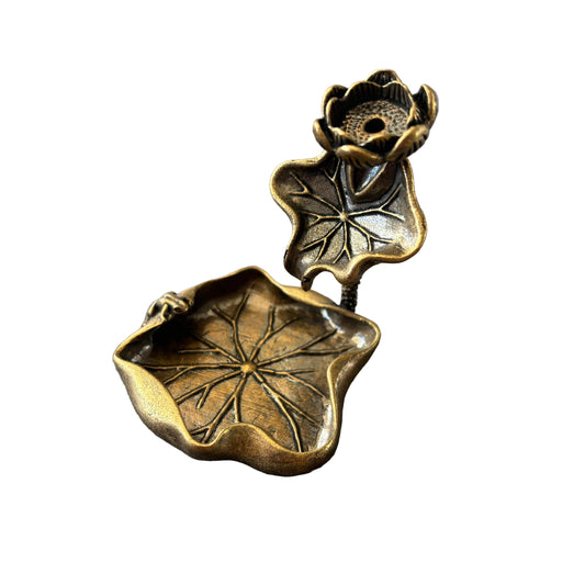 Brass Lotus leaf Backflow Incense Burner
