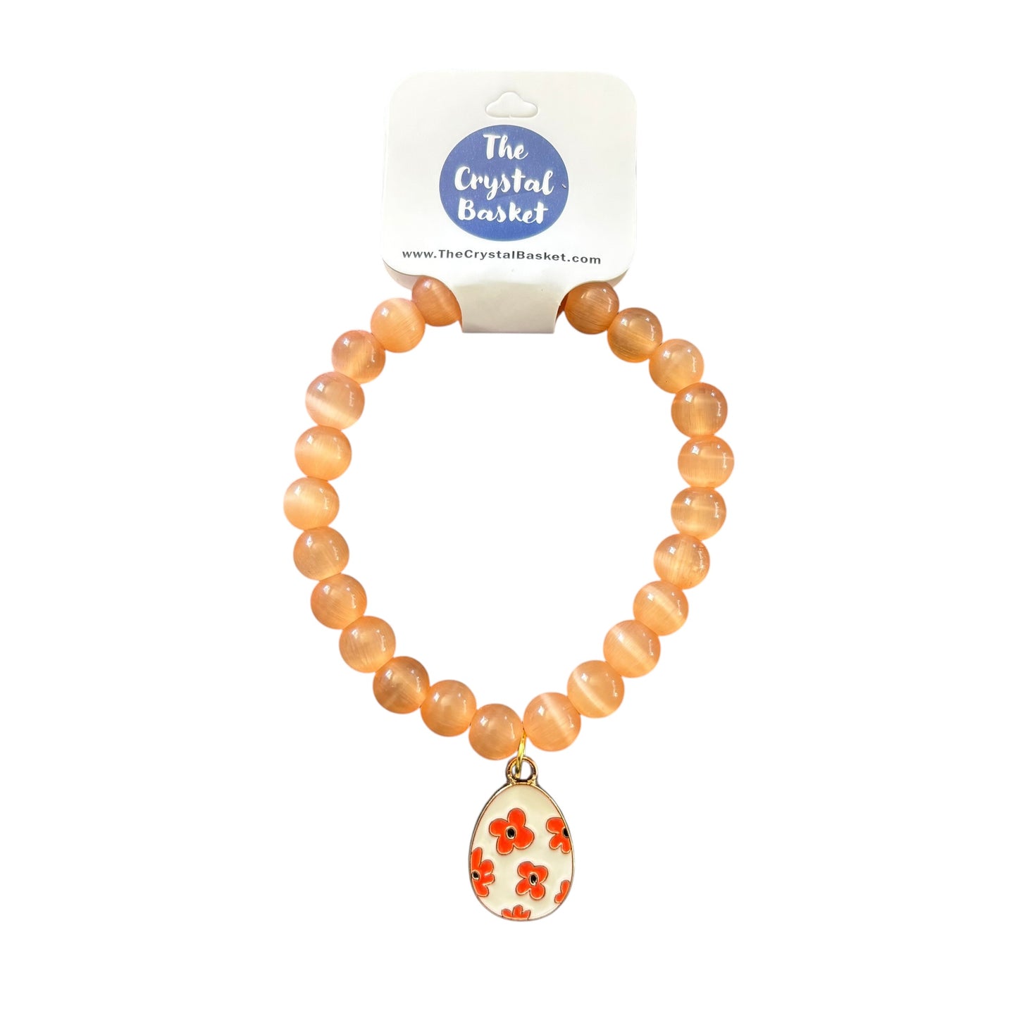 8mm Easter Orange Cats Eye Bracelet