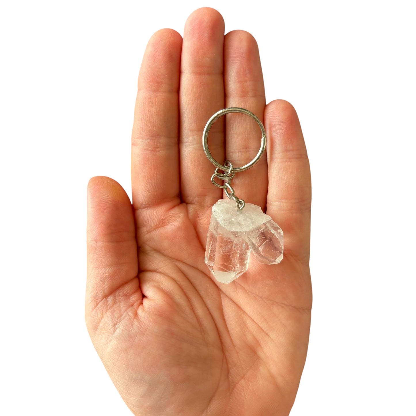 Clear Quartz Raw Keychain