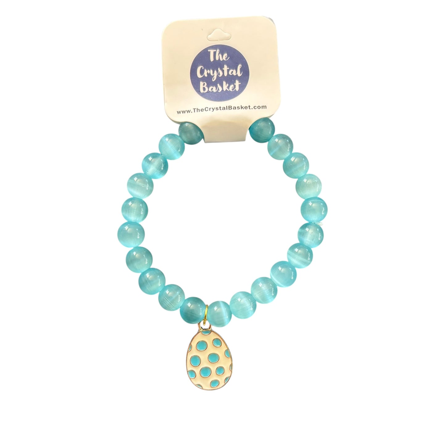 8mm Easter Light Blue Cats Eye Bracelet