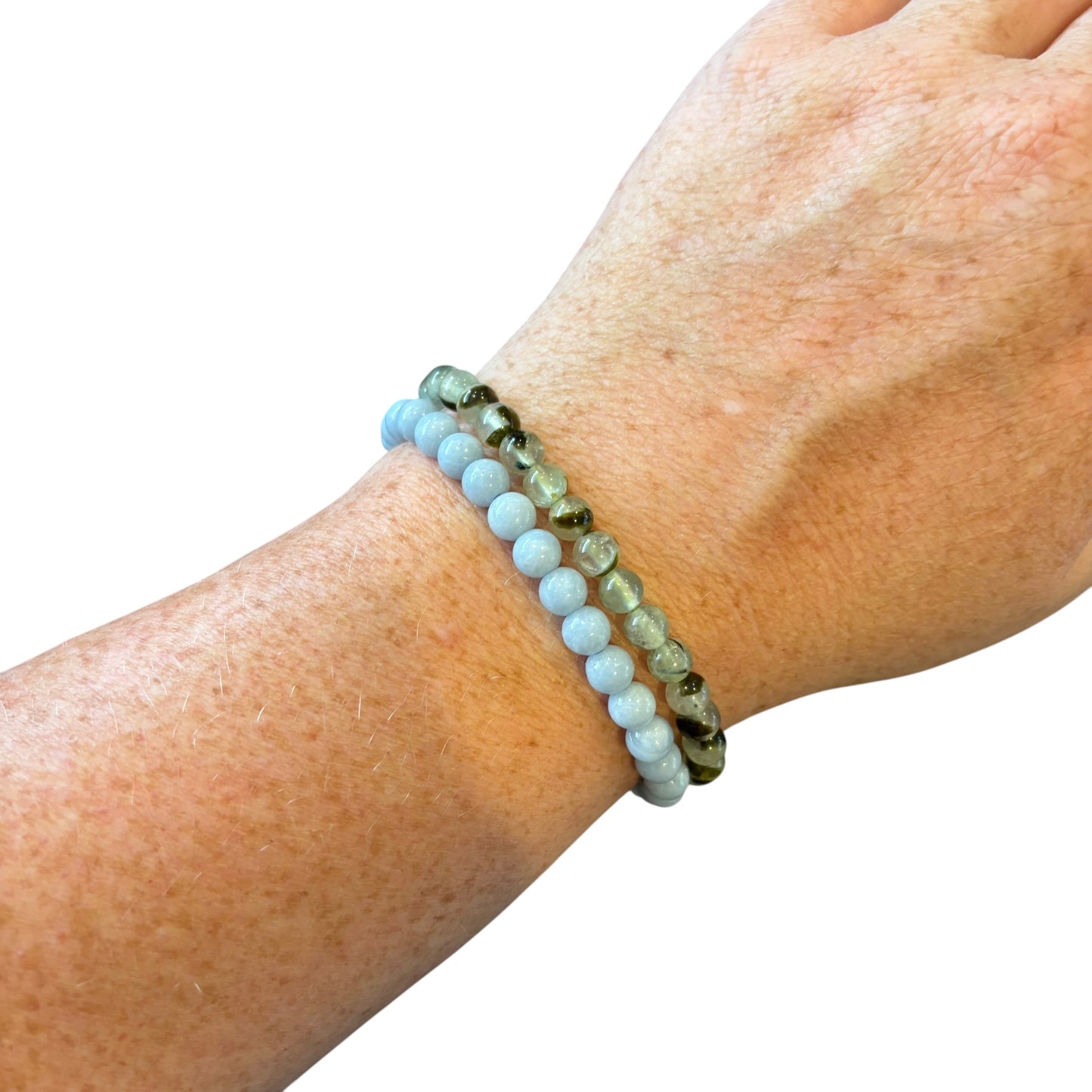 6mm Calm & Emotional Regulation Angelite&Prehnite Bracelet Set