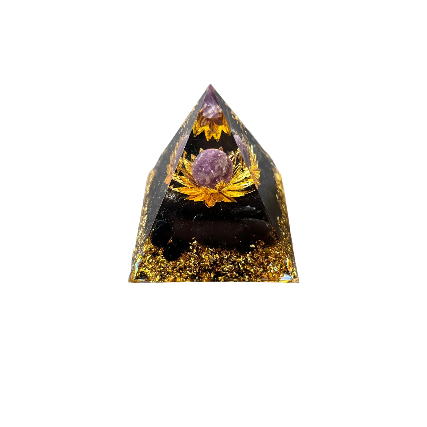 Black Obsidian Chip Amethyst Sphere Pyramid