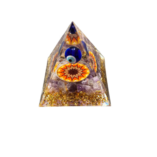 Amethyst Evil Eye Pyramid