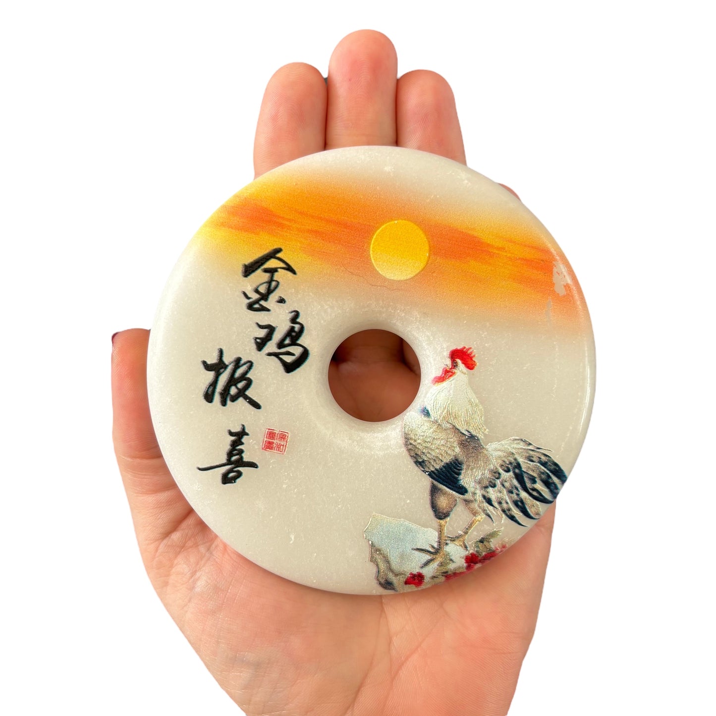 White Jade Donut with Stand