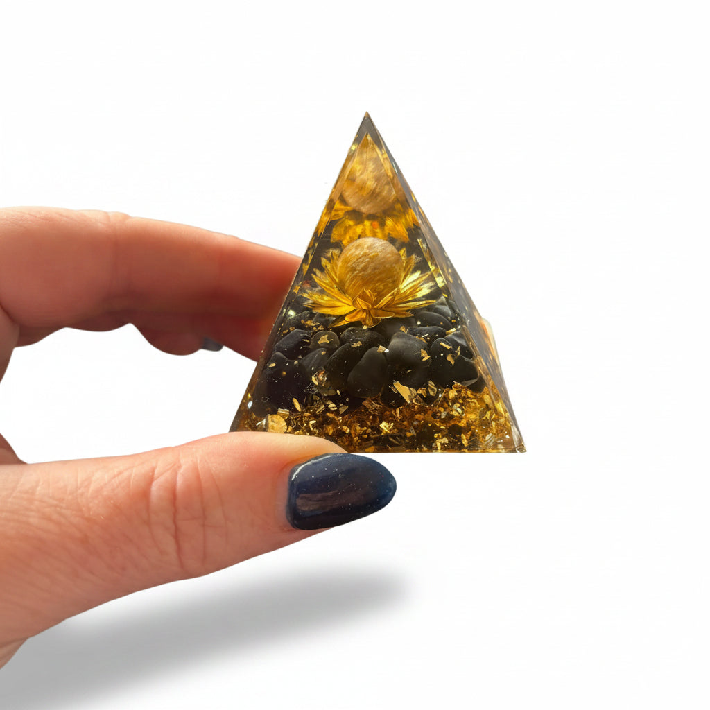 Black Obsidian Gold Flower Tiger Eye sphere Pyramid