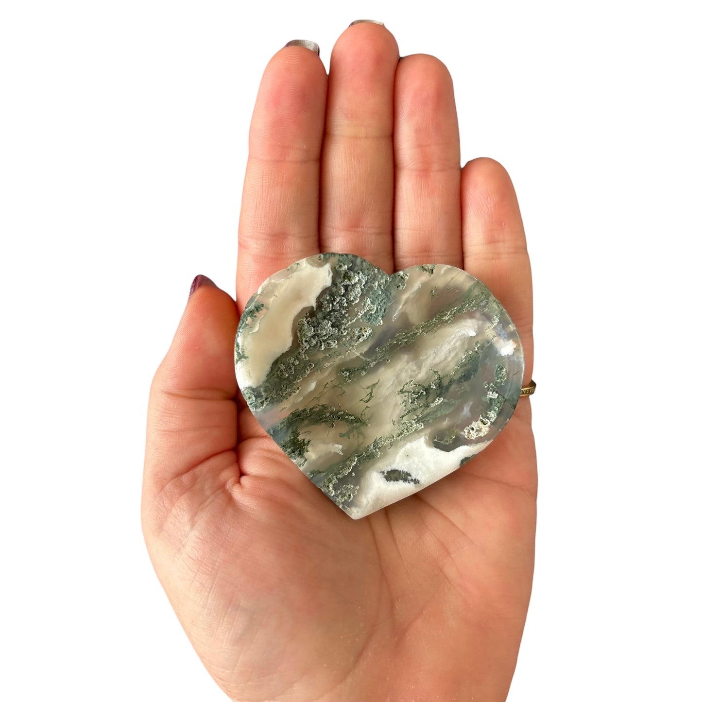 76g Moss Agate Heart Bowl