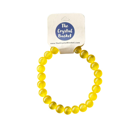 8mm Yellow Cats Eye Bracelet