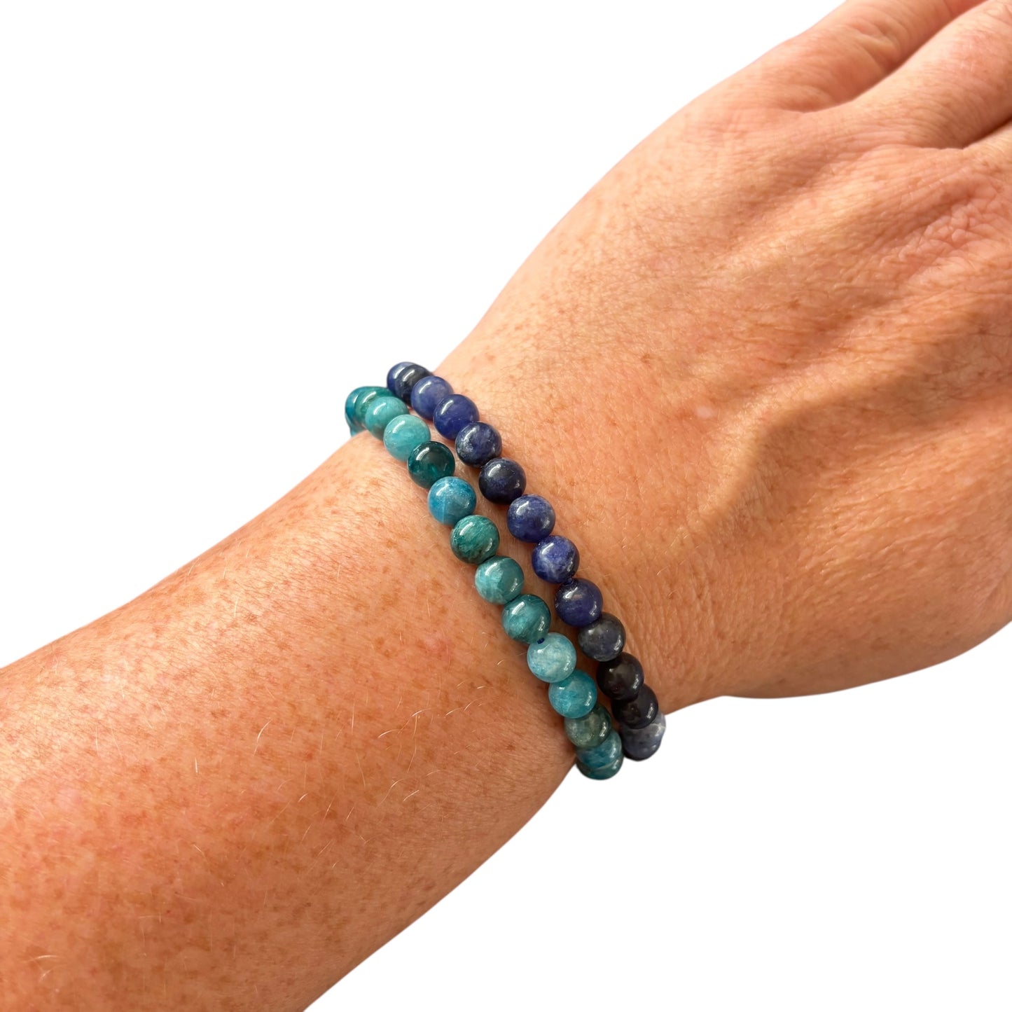 6mm Gemini Blue Apatite&Sodalite Bracelet Set