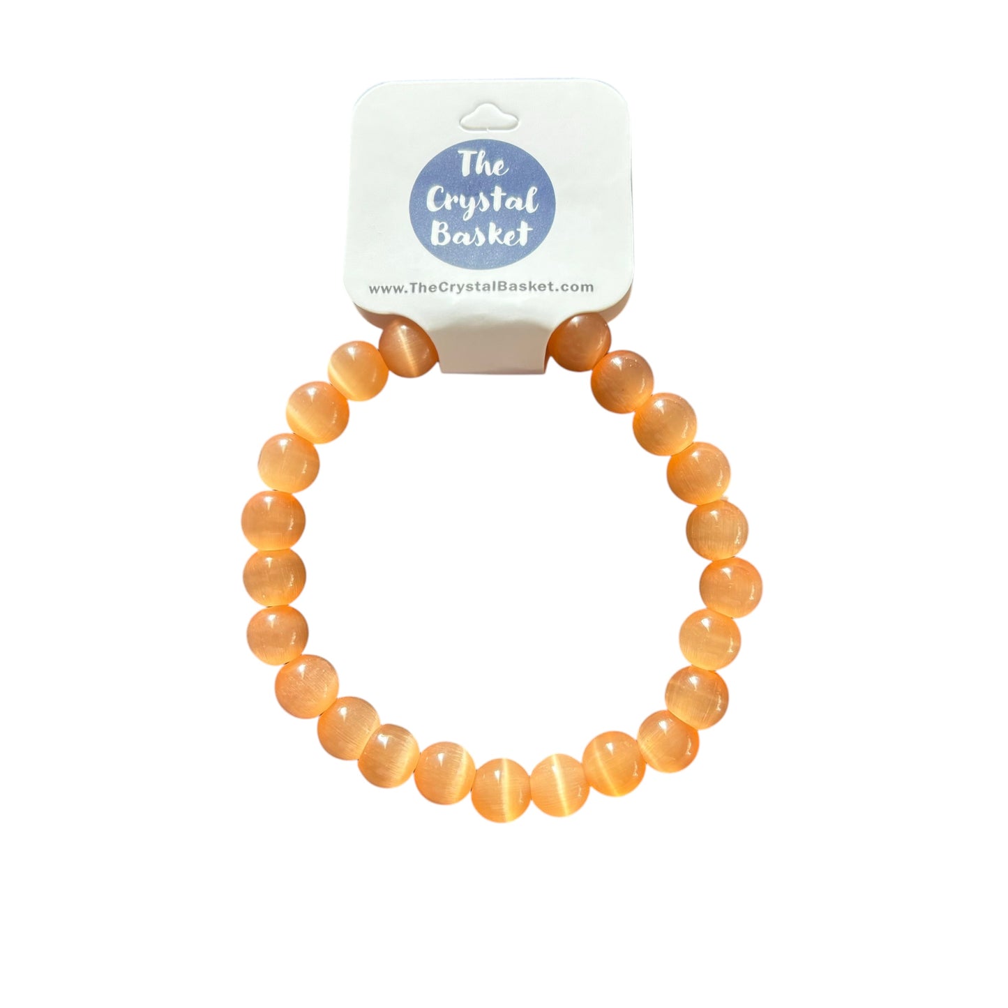 8mm Orange Cats Eye Bracelet