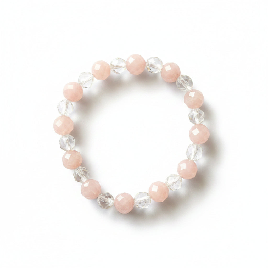 Rose Quartz & Clear Quartz Bead Bracelet