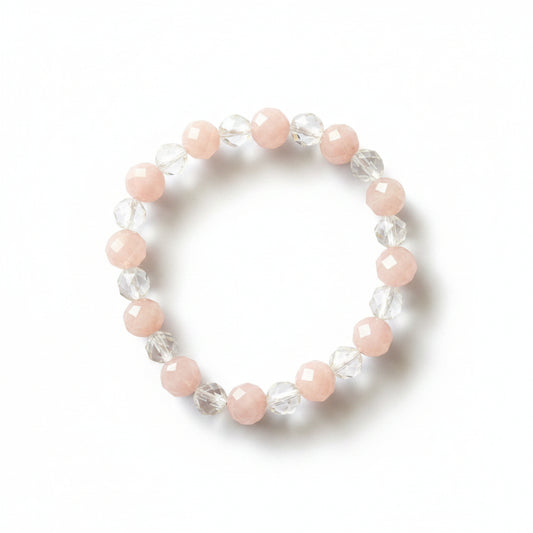 Rose Quartz & Clear Quartz Bead Bracelet