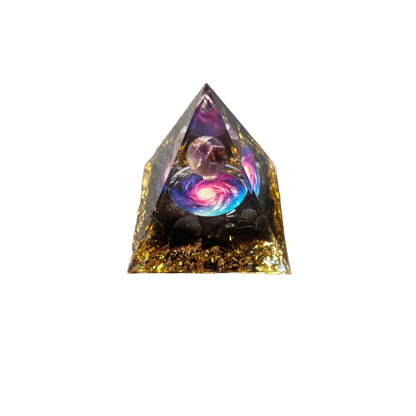 Black Obsidian Amethyst Sphere Pyramid