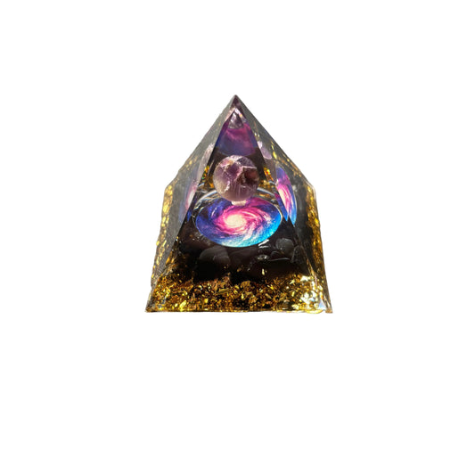 Black Obsidian Amethyst Sphere Pyramid