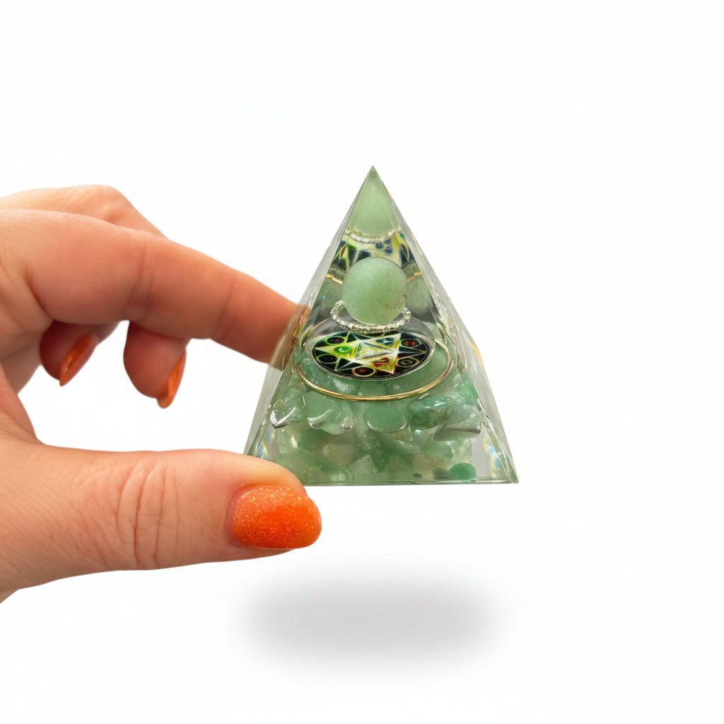 50mm Aventurine Chip with Aventurine Sphere Resin Pyramid