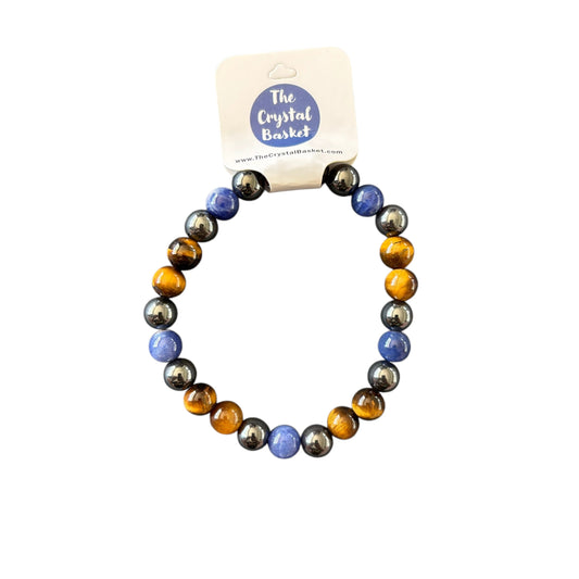 8mm Sodalite, Tiger Eye & Hematite Bracelet-Bigger fit