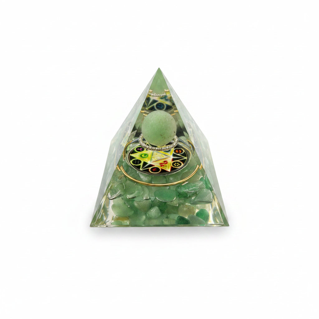 50mm Aventurine Chip with Aventurine Sphere Resin Pyramid