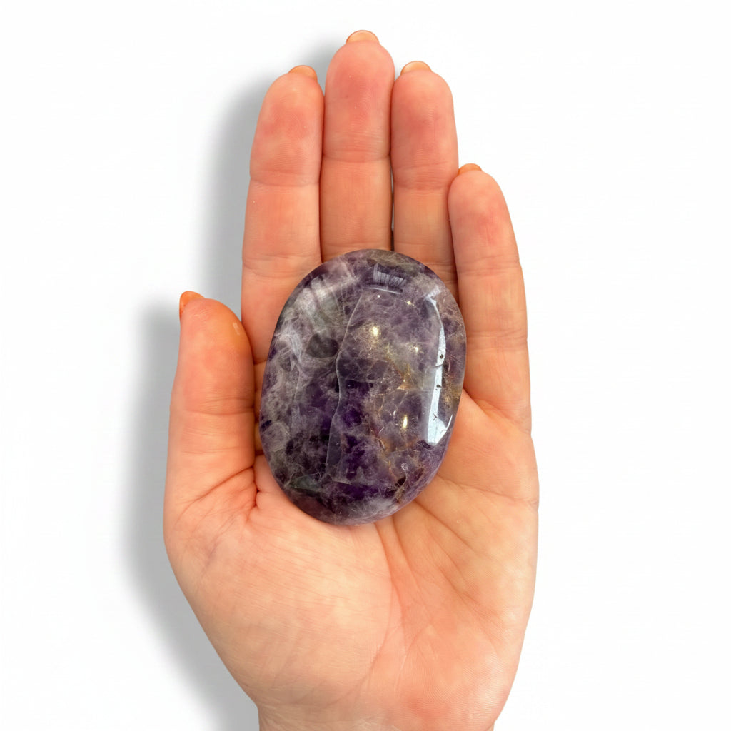 130g Dream Amethyst Palm Stone