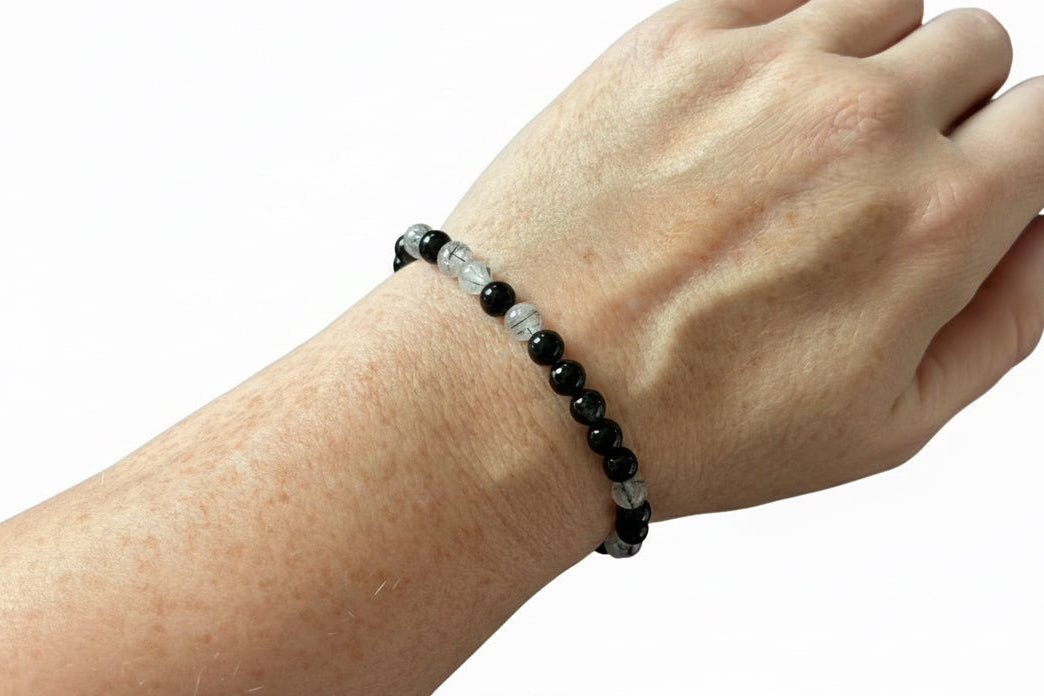 6mm Tourmaline in Quartz Bracelet