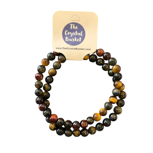 6mm Confidence & Self Belief Mixed Tiger Eye&Blue Tiger Eye Bracelet Set