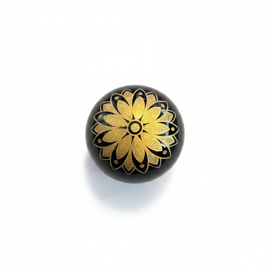 48mm Black Obsidian Gold Flower Sphere