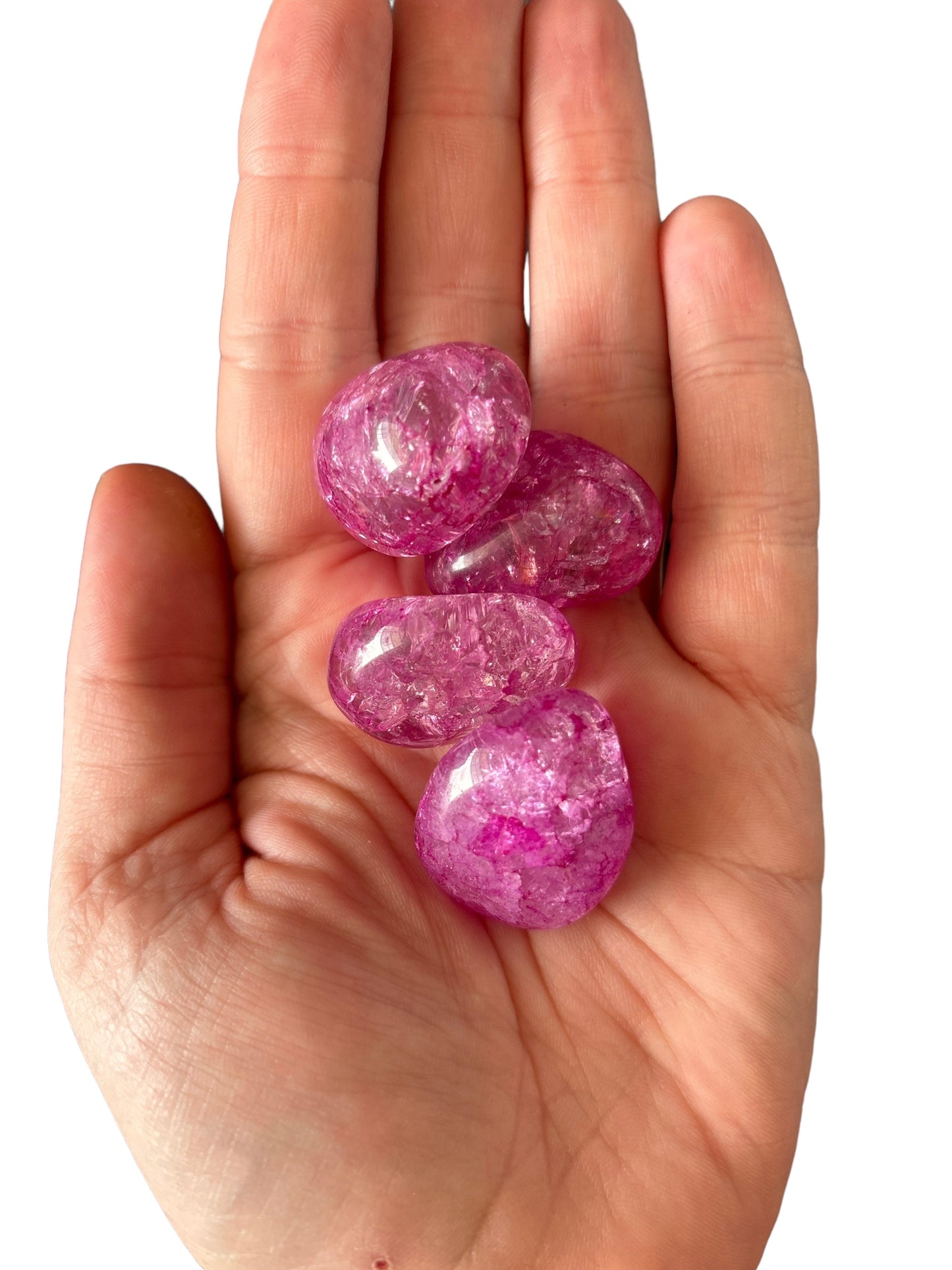 15-20g Dyed Pink Crackle Quartz Tumble