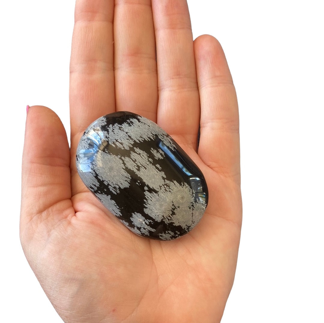 76g Snowflake Obsidian Palm Stone